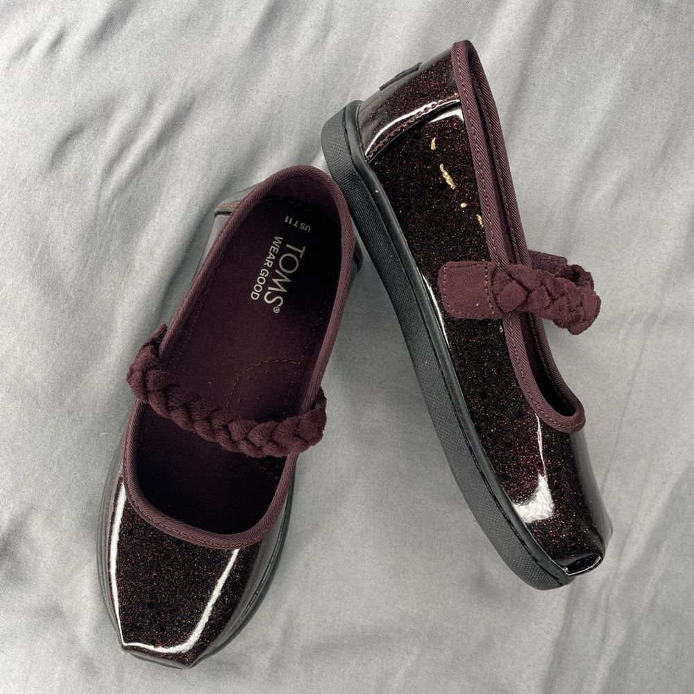 TOMS Kids' Sparkly Maroon Dress Shoes